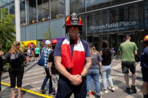 Steve at the 2025 Firefighter Stairclimb Challenge in firefighter gear.