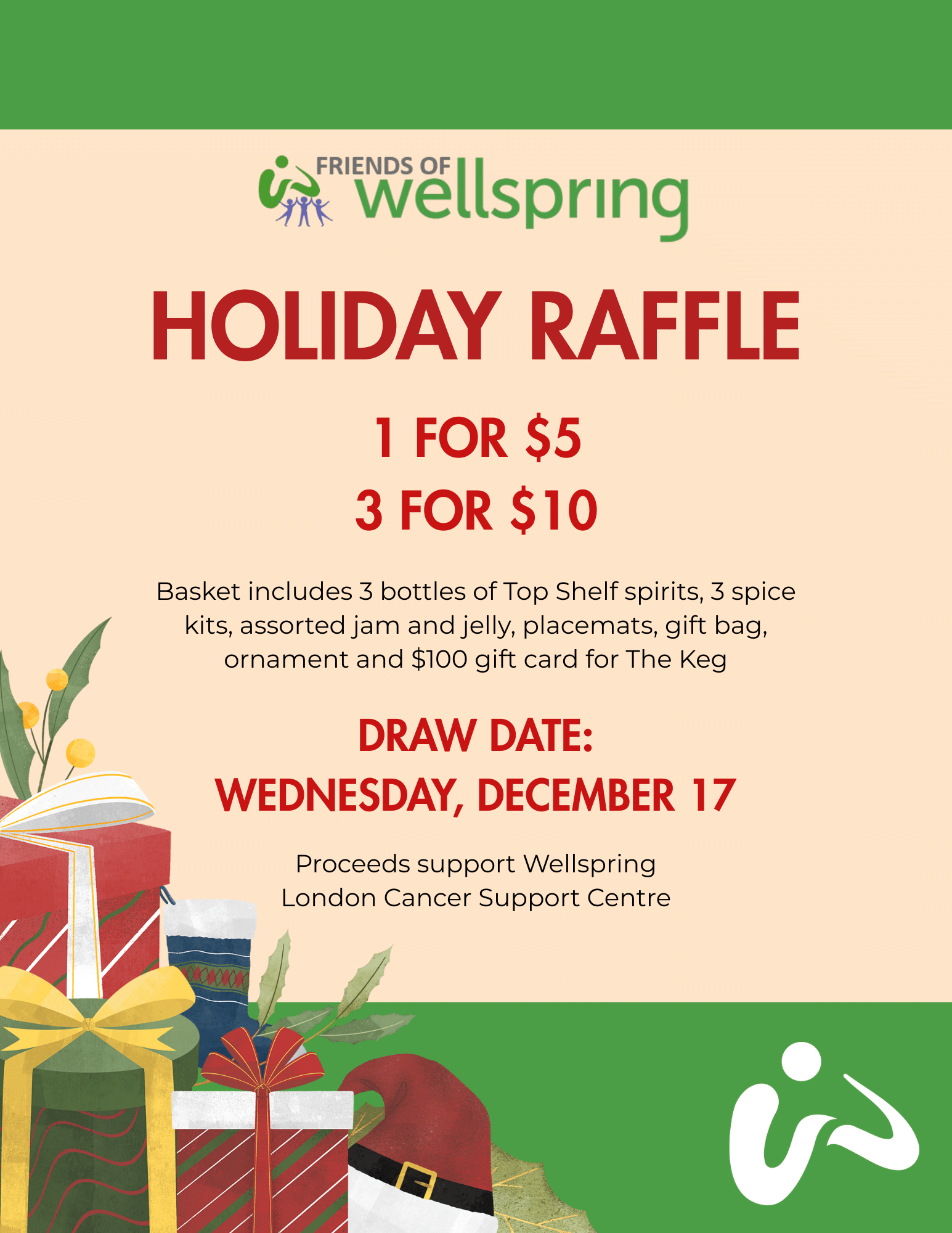 Green And Red Illustrated Elegant Christmas Raffle Flyer